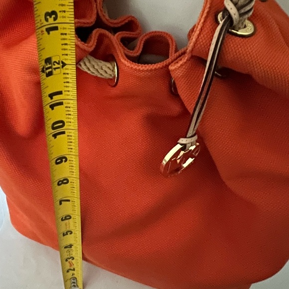Michael Kors Orange Canvas Marina Rope Drawstring Hobo Bag - Picture 5 of 7